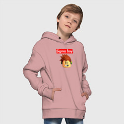 Толстовка оверсайз детская Sigma boy roblox head - мем Роблокс Сигма бой, цвет: пыльно-розовый — фото 2