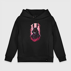 Толстовка оверсайз детская Кролик самурай, цвет: черный