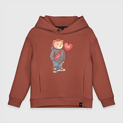Толстовка оверсайз детская Влюбленный мишка, цвет: кирпичный