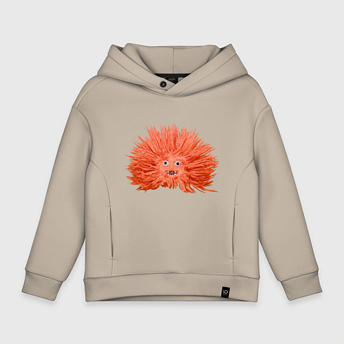 Детское худи оверсайз Сartoon monster fluffy orange / Миндальный – фото 1