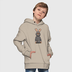 Толстовка оверсайз детская Cartoon hare character, цвет: миндальный — фото 2