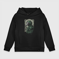 Толстовка оверсайз детская Чумной доктор в зелёном плаще, цвет: черный