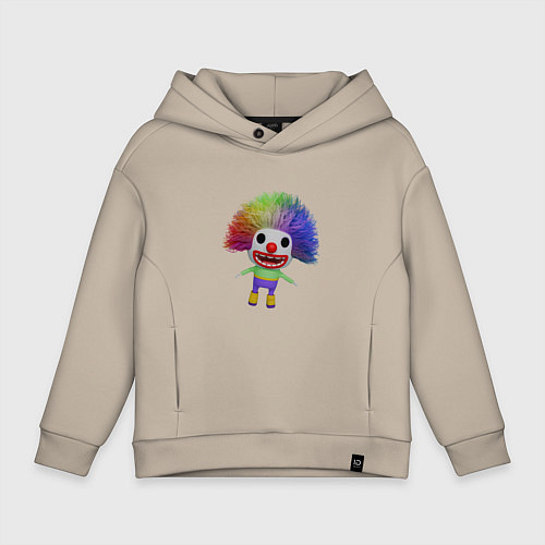 Детское худи оверсайз Cartoon clown colorful hair / Миндальный – фото 1