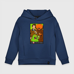 Толстовка оверсайз детская Ghostbuster - Peter Slimer Pumpkinhead, цвет: тёмно-синий