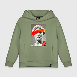 Толстовка оверсайз детская Античная статуя с красным штрихом, цвет: авокадо