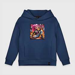 Толстовка оверсайз детская Barbie singer - punks not dead, цвет: тёмно-синий