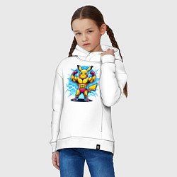Толстовка оверсайз детская Big Pikachu, цвет: белый — фото 2