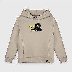 Толстовка оверсайз детская Мартышка с бананом, цвет: миндальный