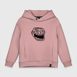 Толстовка оверсайз детская Омега тролл фейс мем, цвет: пыльно-розовый