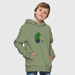 Толстовка оверсайз детская Говорящие кактусы, цвет: авокадо — фото 2