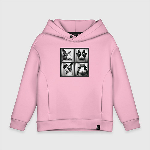 Детское худи оверсайз Кролик в фотобудке / Светло-розовый – фото 1