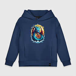 Толстовка оверсайз детская Водолей в тени дракона, цвет: тёмно-синий