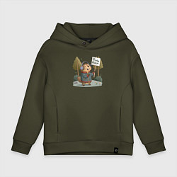 Толстовка оверсайз детская Будь бобр, цвет: хаки