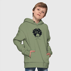 Толстовка оверсайз детская Цветочная девушка, цвет: авокадо — фото 2