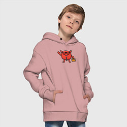 Толстовка оверсайз детская Офисный дьяволёнок, цвет: пыльно-розовый — фото 2