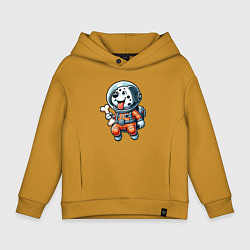 Толстовка оверсайз детская Dalmatian cosmonaut puppy with a bone, цвет: горчичный
