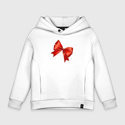 Толстовка оверсайз детская Красный бантик, цвет: белый