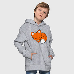 Толстовка оверсайз детская Спящий лисёнок, цвет: меланж — фото 2