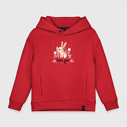 Толстовка оверсайз детская Love you bunny, цвет: красный