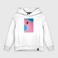 Толстовка оверсайз детская Баскетбольная площадка сверху и мяч, цвет: белый
