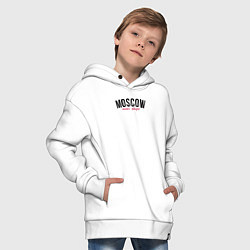 Толстовка оверсайз детская Moscow never sleeps text, цвет: белый — фото 2