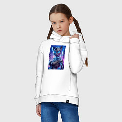 Толстовка оверсайз детская Cyber panter girl - ai art fantasy, цвет: белый — фото 2