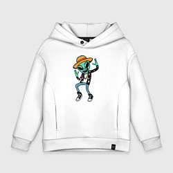 Толстовка оверсайз детская Инопланетянин танцует, цвет: белый