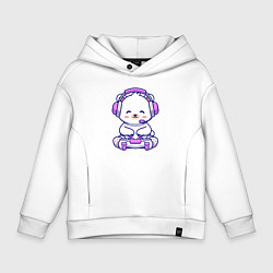 Толстовка оверсайз детская Белый медведь геймер, цвет: белый