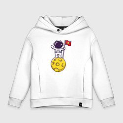 Толстовка оверсайз детская Космонавтик на луне, цвет: белый