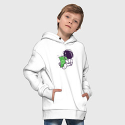 Толстовка оверсайз детская Космонавт и доллары, цвет: белый — фото 2