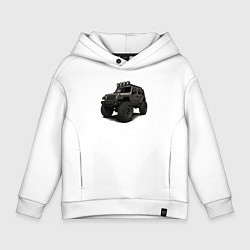 Толстовка оверсайз детская Черный внедорожник, цвет: белый