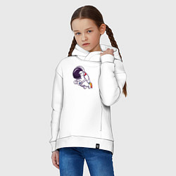 Толстовка оверсайз детская Супер космонавт в полёте, цвет: белый — фото 2
