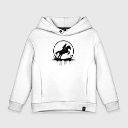 Толстовка оверсайз детская Скакун в круге, цвет: белый