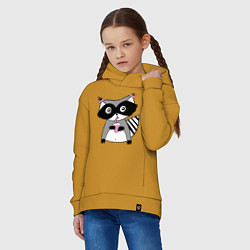 Толстовка оверсайз детская Енот-девочка, цвет: горчичный — фото 2