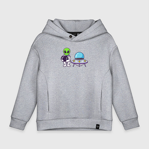 Детское худи оверсайз Инопланетянин космонавт / Меланж – фото 1