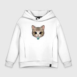 Толстовка оверсайз детская Вселенский кот, цвет: белый