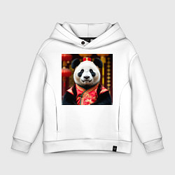 Толстовка оверсайз детская Императорская панда, цвет: белый