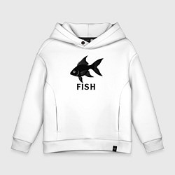 Толстовка оверсайз детская Черная рыба, цвет: белый