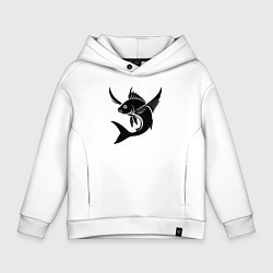 Толстовка оверсайз детская Рыба с крыльями, цвет: белый