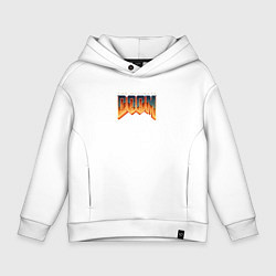 Толстовка оверсайз детская Doom ultimate logo, цвет: белый