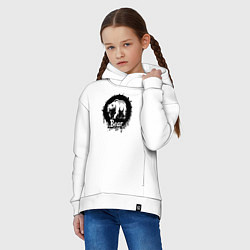 Толстовка оверсайз детская Черный медведь в круге, цвет: белый — фото 2