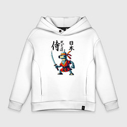 Толстовка оверсайз детская Bender bending robot with katana - samurai, цвет: белый