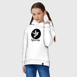 Толстовка оверсайз детская Воробей в круге, цвет: белый — фото 2