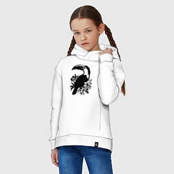 Толстовка оверсайз детская Тукан и цветы, цвет: белый — фото 2