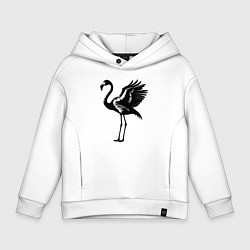 Толстовка оверсайз детская Черный фламинго с крыльями, цвет: белый