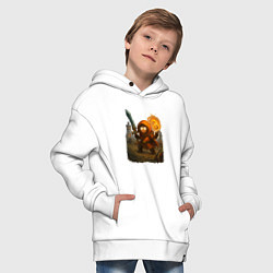 Толстовка оверсайз детская Кенни маг с мечем, цвет: белый — фото 2