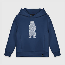 Толстовка оверсайз детская Медведь оберег в виде кельтского орнамента, цвет: тёмно-синий