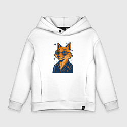 Толстовка оверсайз детская Лиса в очках, цвет: белый