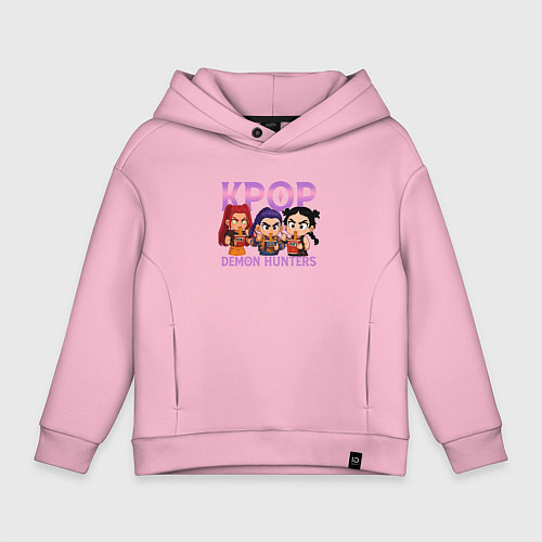 Детское худи оверсайз Кей-поп-охотницы на демонов чиби / Светло-розовый – фото 1