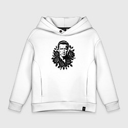 Толстовка оверсайз детская Арнольд Шварценеггер в цветах, цвет: белый